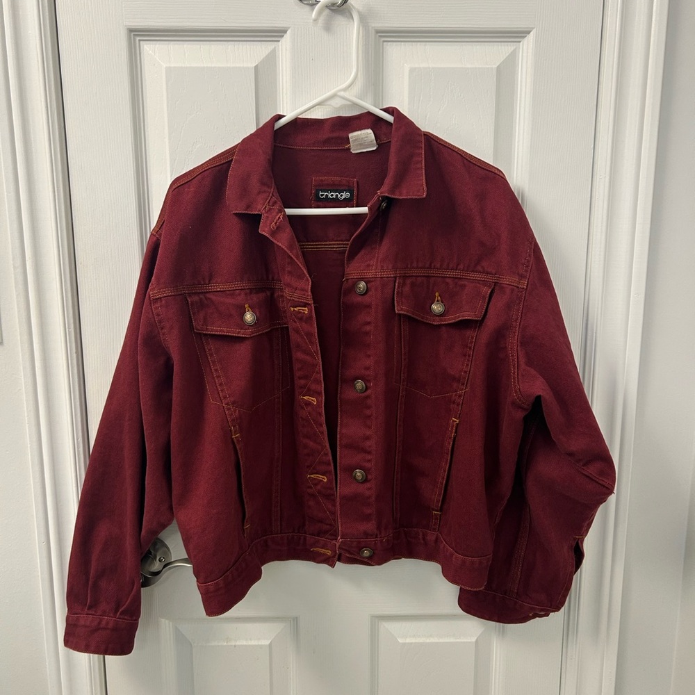 VINTAGE DARK RED DENIM JACKET